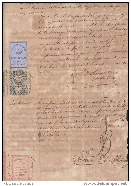 E1195 SPAIN ESPAÑA OLD DOC PROCURADORES LAWYER &amp; NOTARIES 1893 GRANADA - Fiscaux-postaux