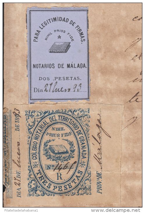 E1195 SPAIN ESPAÑA OLD DOC PROCURADORES LAWYER &amp; NOTARIES 1893 GRANADA - Fiscal-postal