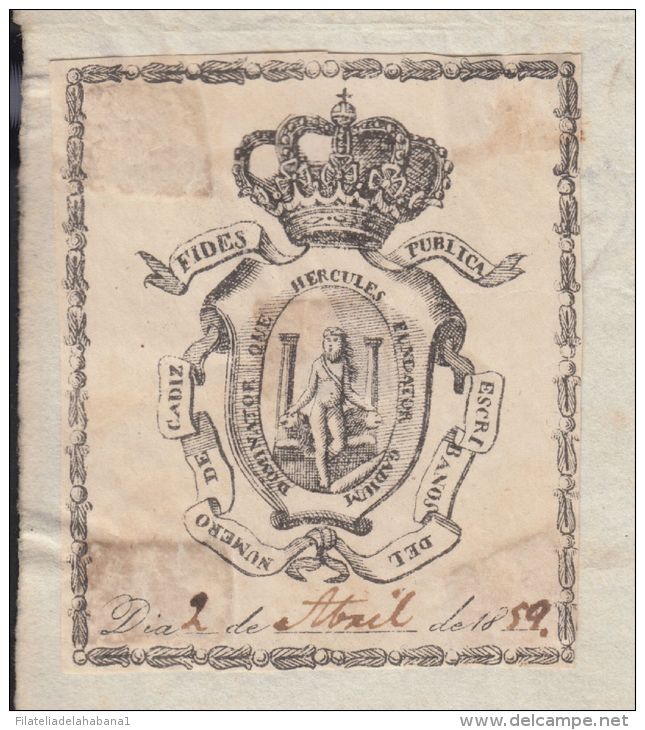 E1196 SPAIN ESPAÑA OLD DOC TIPO I PROCURADORES LAWYER &amp; NOTARIES 1859 CADIZ - Fiscal-postal