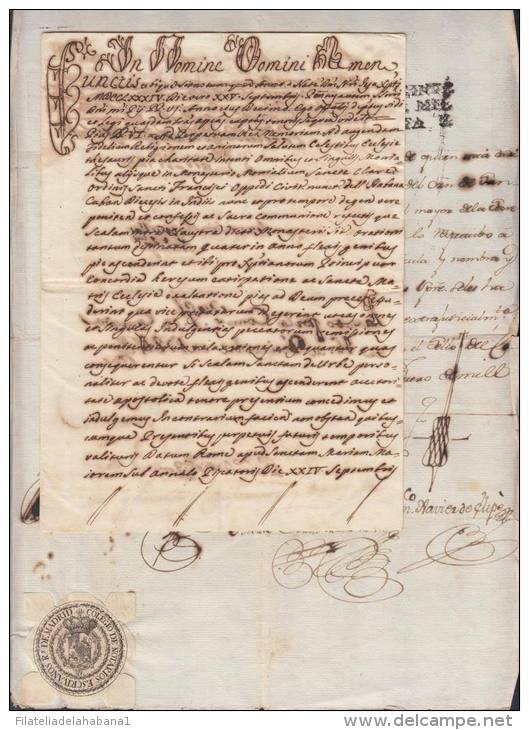 E1198 SPAIN ESPAÑA OLD DOC PROCURADORES LAWYER &amp; NOTARIES 1785 MADRID - Fiscal-postal