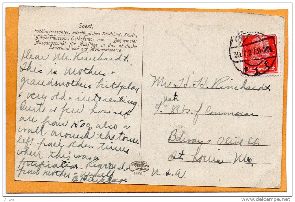 Soest Marktstrasse 1927 Postcard - Soest