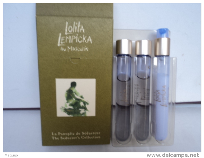 LOLITA LEMPICKA " AU MASCULIN: " LA PANOPLIE DU SEDUCTEUR "  " LIRE ET VOIR !! - Miniatures Men's Fragrances (in Box)