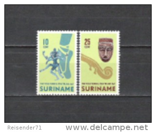 Suriname 1967 Kunst Kultur Ballett Tanz Tänzer Religion Schiwa Musikinstrumente Violine Trommler Masken, Mi. 523-4 ** - Suriname