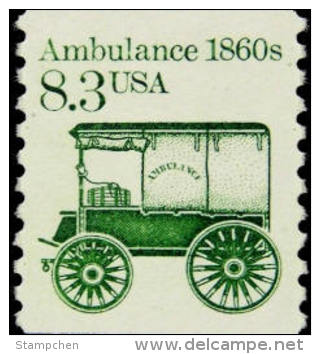 1985 USA Transportation Coil Stamp Ambulance Sc#2128 History Car Post - Roulettes