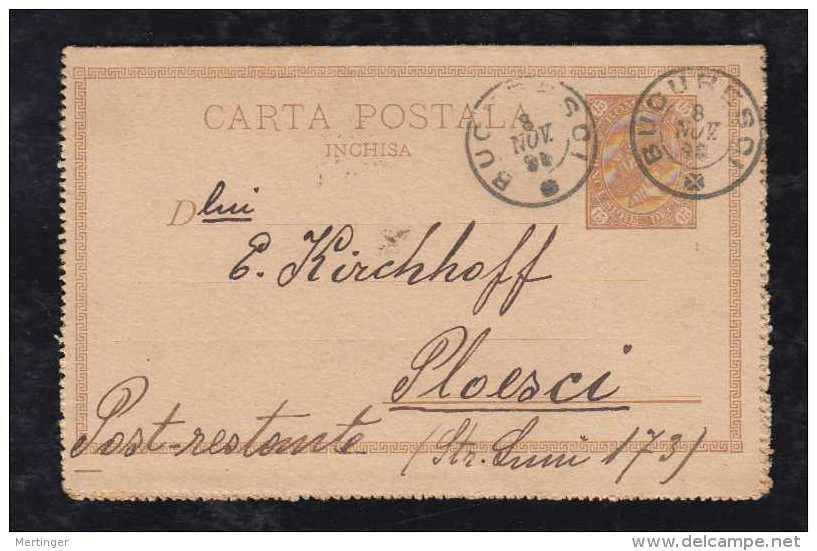 Rumänien Romania 1893 Stationery Letter Card BUCAREST To POLESCI - Briefe U. Dokumente