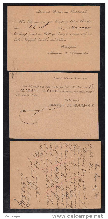 Rumänien Romania 1894-97 3 Stationery Cards To Germany - Briefe U. Dokumente