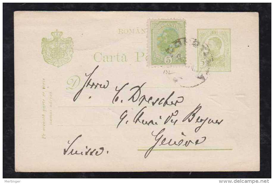 Rumänien Romania 1908 Uprated Stationery Card To GENEVE Switzerland - Covers & Documents