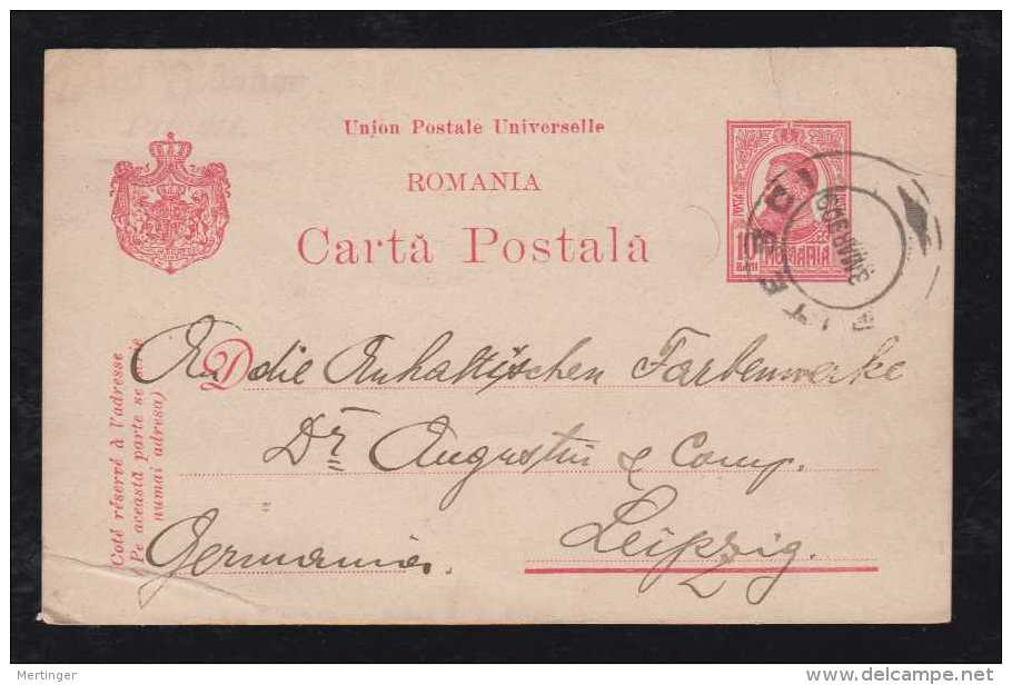 Rumänien Romania 1909 Stationery Card PITESCI To LEIPZIG Germany - Briefe U. Dokumente
