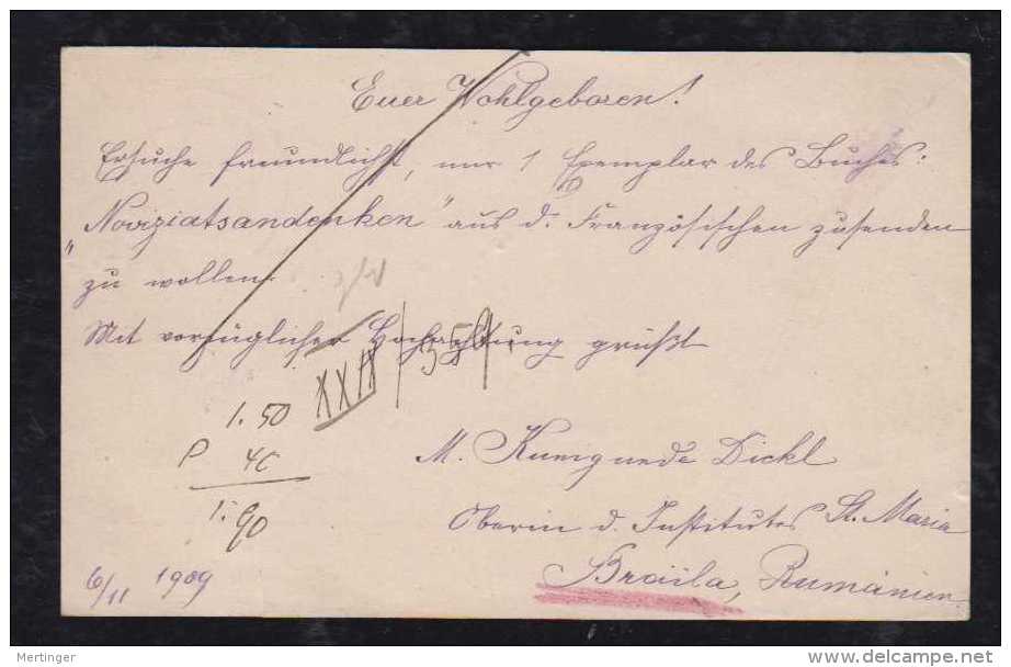 Rumänien Romania 1909 Stationery Card Mi# P52II BRAILA To REGENSBURG Bavaria Germany - Briefe U. Dokumente