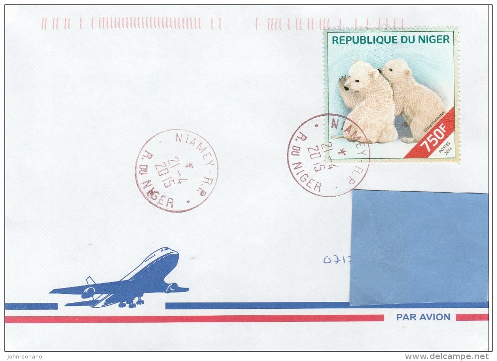 Z3] RARE: Enveloppe Cover Niger Ours Polaire Polar Bear Cub Ourson Ursus Maritimus - Bären