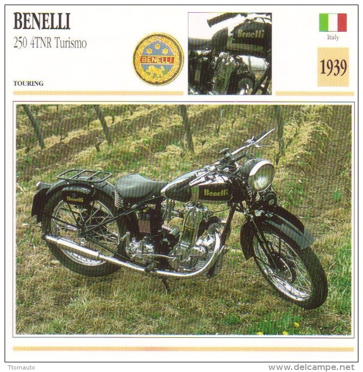 Benelli 250 4TNR Turismo   - 1939   -  Fiche Technique Moto (Italie) - Otros & Sin Clasificación