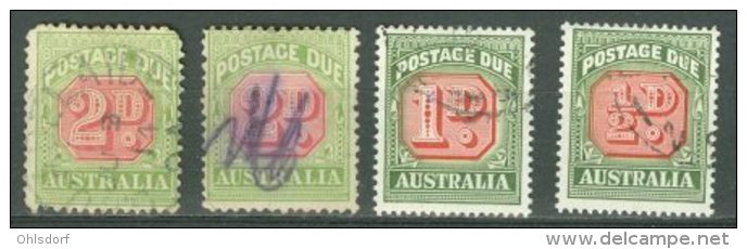 AUSTRALIA - POSTAGE DUE: Collection Of 4 Stamps, O - FREE SHIPPING ABOVE 10 EURO - Port Dû (Taxe)