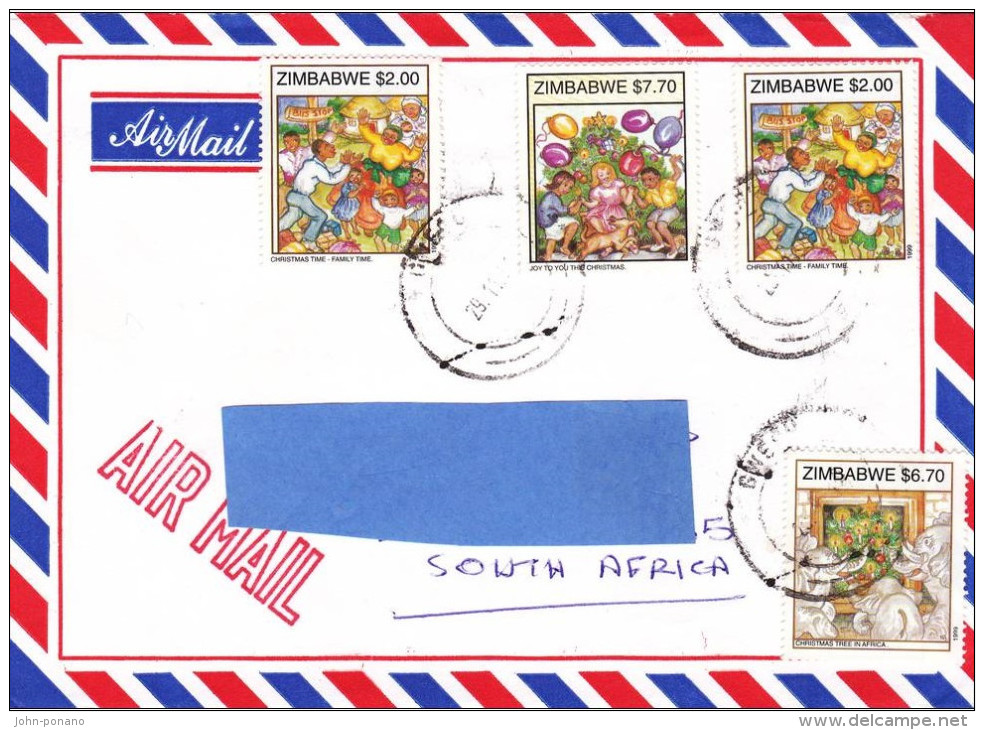 Z2] Envelope Cover Zimbabwe Noël Christmas Enfant Child Chien Dog Elephant - Zimbabwe (1980-...)