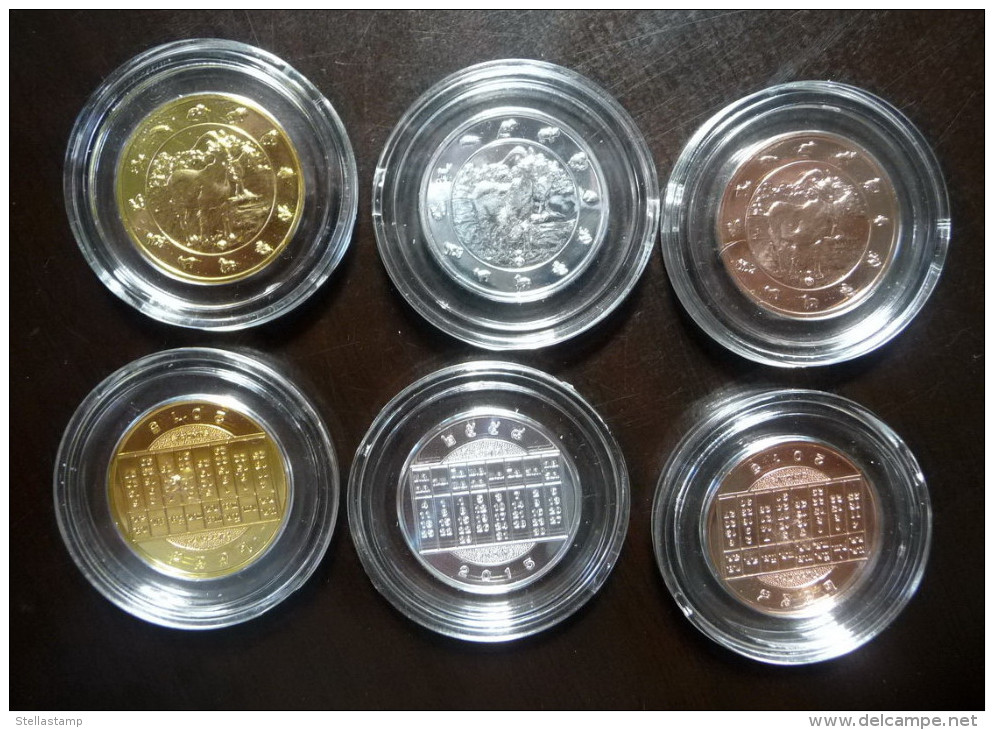 Thailand Comm 3 Coins 2015 Zodiac Year Of Goat - Thailand