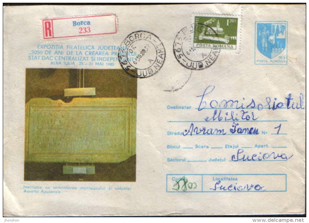 Romania -  Stationery Cover 1980 Used - Archaeology - Inscription The Alert Municipality, And Colon Aurelia Apulensis - Archaeology
