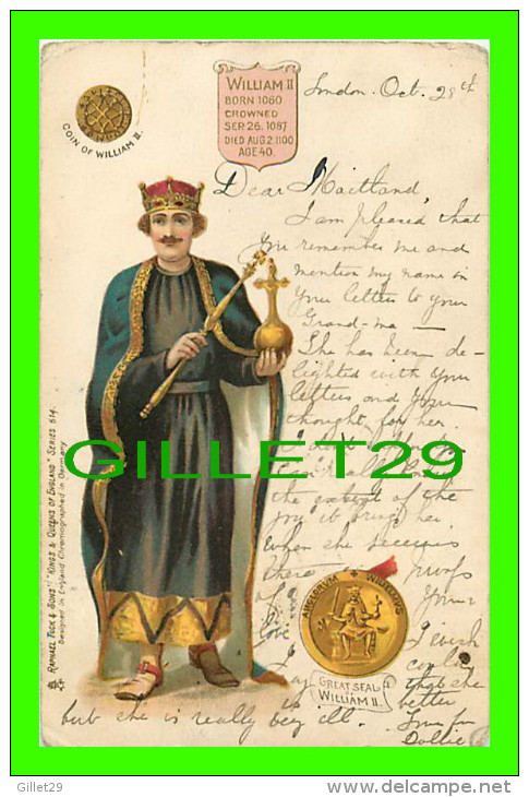 FAMILLES ROYALES - WILLIAM II OF ENGLAND - COIN & GREAT SEAL OF WILLIAM II - TRAVEL IN 1902 - - Königshäuser