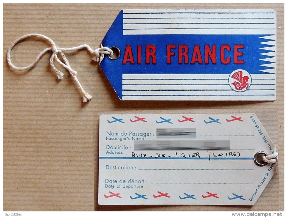 Ancienne étiquette AIR FRANCE (mars 1956) Avec Cordon - Baggage Labels & Tags