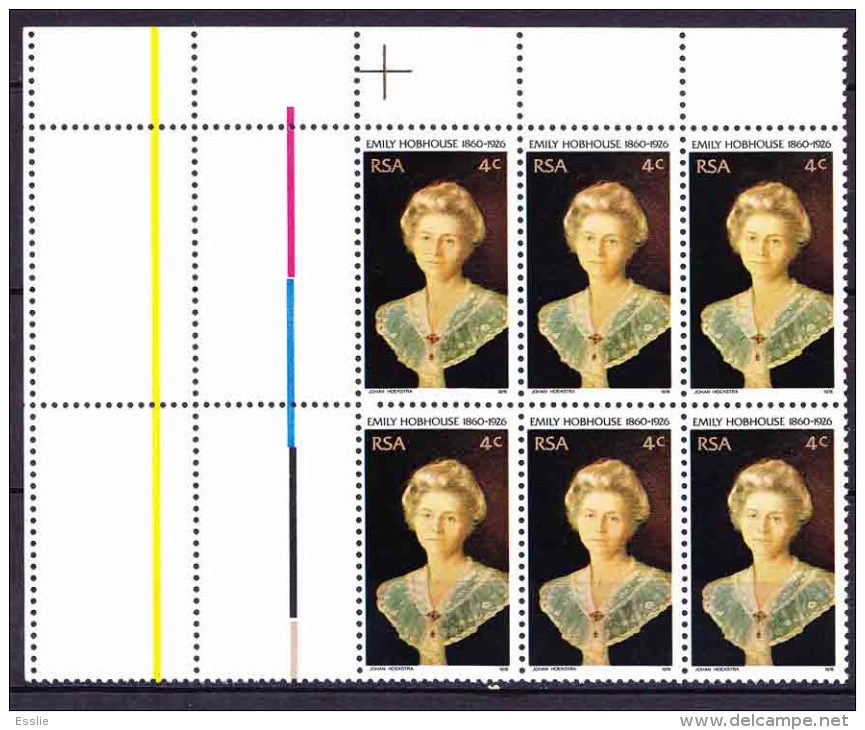 South Africa RSA - 1976 - Emily Hobhouse - Block Of 6 - Ongebruikt