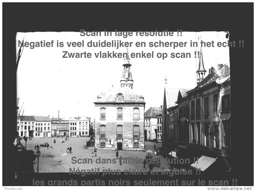 OUDE GLASPLAAT FOTO NEGATIEF ** LIER LIERRE HET GULDEN HOOFD MARKT  ** PLAQUE DE VERRE NEGATIF - Lier