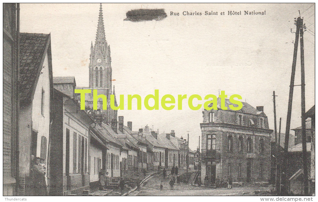 CPA 80 BEAUVAL RUE CHARLES SAINT ET HOTEL NATIONAL PASSED FIELD CENSOR 1645 FIELD POST OFFICE 70 - Beauval