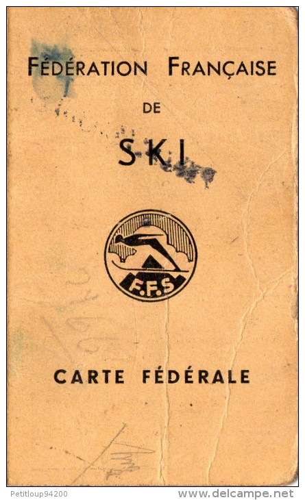 CARTE FEDERALE FEDERATION FRANCAISE DE SKI REGION Pyrenées  Occidentales 1944/1945 - Winter Sports