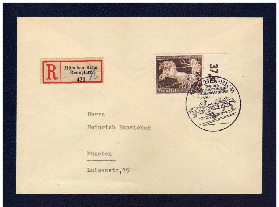 DR 1940, R.- Brief Mit 747, Tag Des Intern. Hindernissportes, SST 21.7.40 - Storia Postale