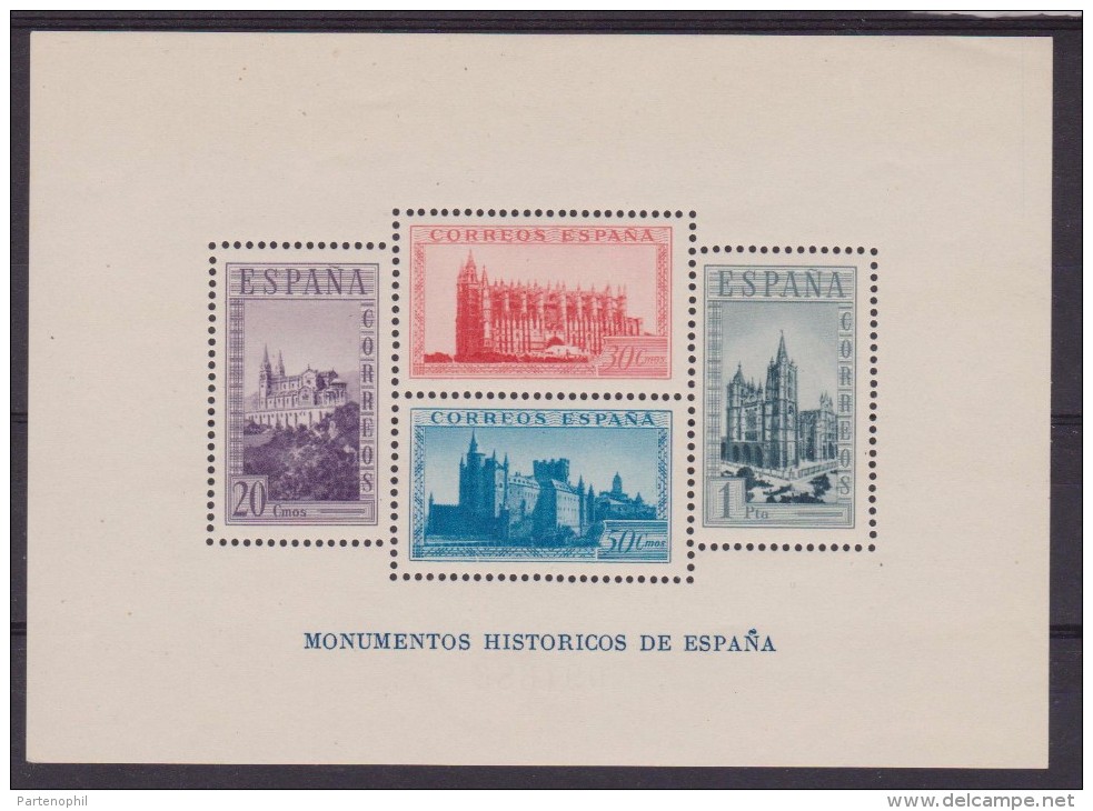 1938 SPAGNA MONUMENTI STORICI FOGLIETTO NUOVO ** MNH BF 5 - Nuovi