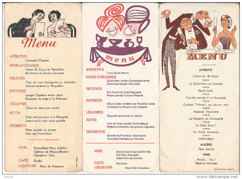 MENU HUMORISTIQUES - Menus