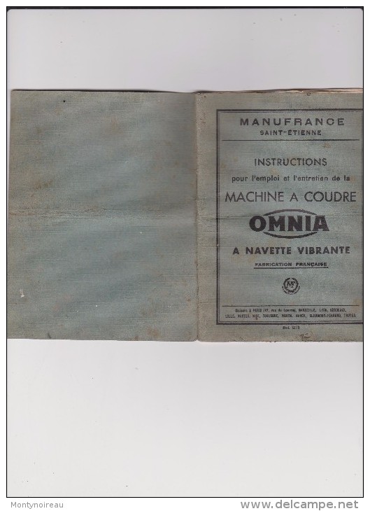 Petit Livre Manufrance  Saint étienne :  Machine A Coudre   OMNIA   A  Navette  Vibrante - Sin Clasificación