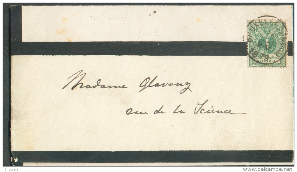 N°26 - 5 Centimes Vert, Obl. Sc BRUXELLES (LUX.) Sur Faire-part De Deuil Sous Bande D'imprimé (complet) Du 15 Mai 1879 V - 1869-1888 Lying Lion