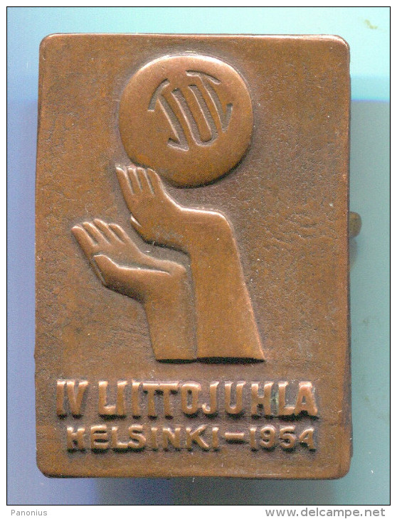 VOLLEYBALL - Helsinki, Finland, 1954. Vintage Pin, Badge, 40x30mm - Volleyball