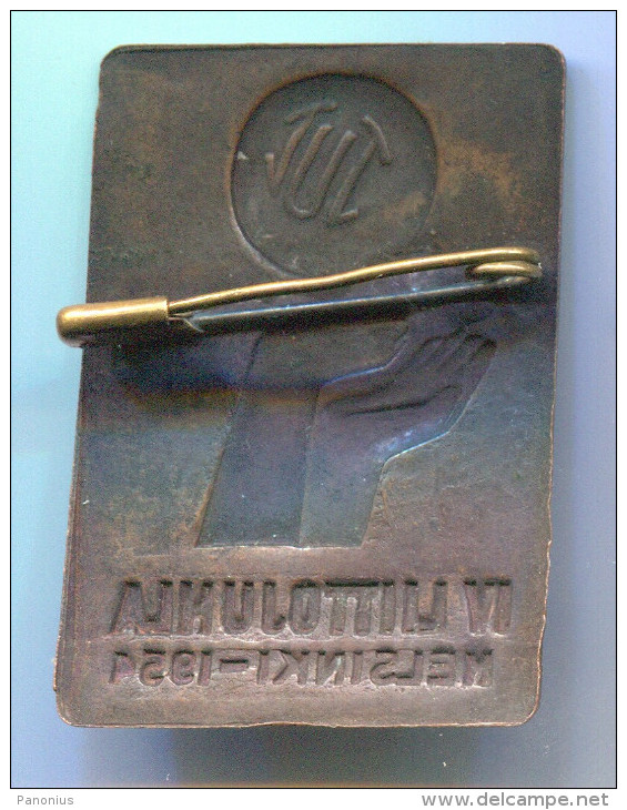 VOLLEYBALL - Helsinki, Finland, 1954. Vintage Pin, Badge, 40x30mm - Pallavolo