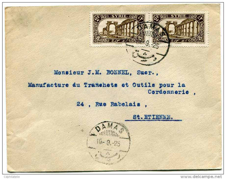 SYRIE LETTRE DEPART DAMAS 19-9-25 POUR LA FRANCE - Storia Postale