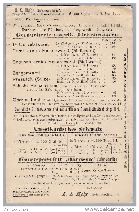 DR 1900-06-09 ALTONA OTTENSEN Drucksache Mit 3Pf. "A.L.M." A.L.Mohr Fleischwaren - Autres & Non Classés