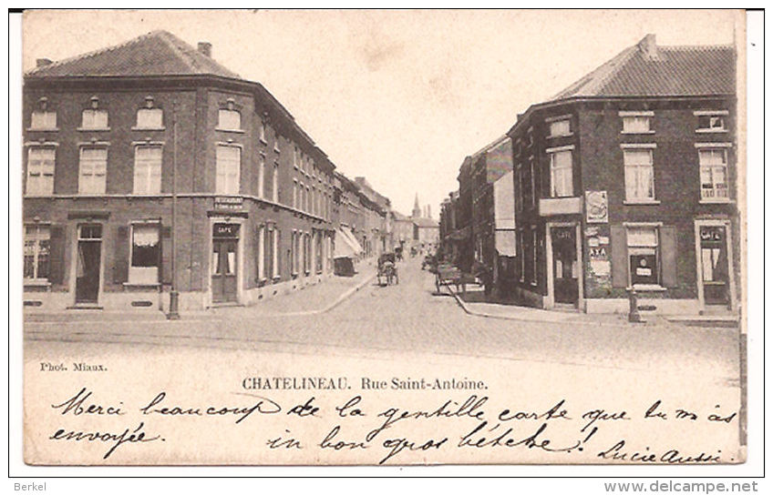 CHATELINEAU  RUE SAINT ANTOINE Cachètée 1903 Re 766 - Charleroi