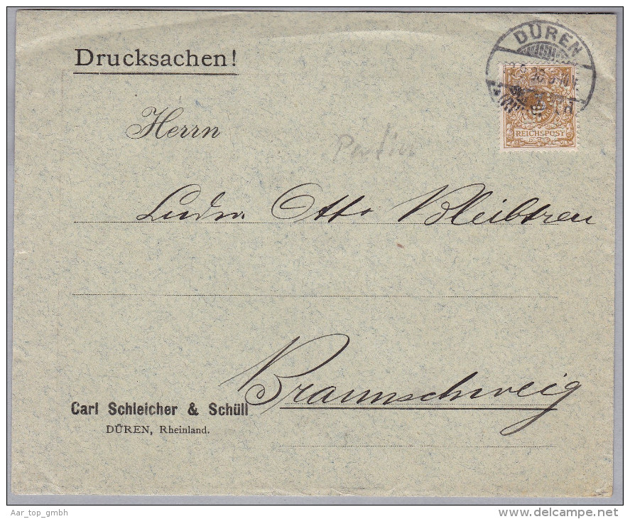 DR 1898-08-18 DÜREN Drucksache Mit 3Pf Perfin C/SCHL S Carl Schleicher & Schmidt - Andere & Zonder Classificatie