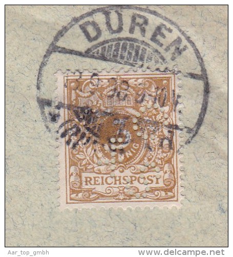 DR 1898-08-18 DÜREN Drucksache Mit 3Pf Perfin C/SCHL S Carl Schleicher & Schmidt - Autres & Non Classés