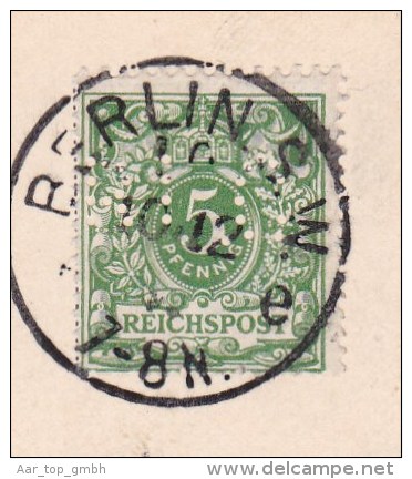 DR 1890-12-10 Berlin Postkarte Mit 5Rp Perfin B.L.C. Brückner Lampe & Co Drogen - Autres & Non Classés