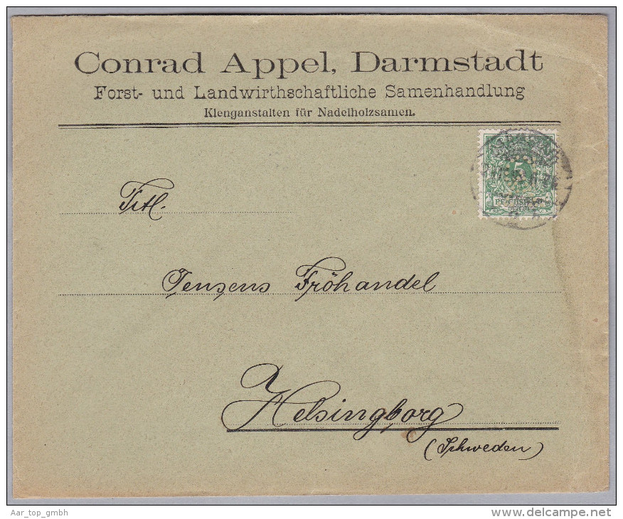 DR 1897-12-29 DARMSTADT Brief Mit 5Rp Perfin "AC" Conrad Appel Samenhandlung - Sonstige & Ohne Zuordnung