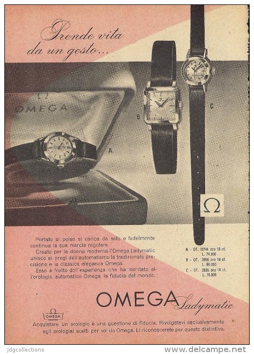 # OMEGA BIEL/BIENNE SUISSE HORLOGERIE 1950s Type1 Italy Advert Publicitè Reklame Orologio Montre Uhr Reloj Relojo Watch - Montres Publicitaires