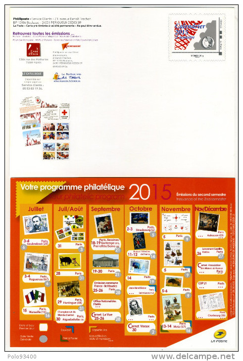 2015 CALENDRIER  Des émissions De Timbres DU 2ème Semestre - Prêts-à-poster:Stamped On Demand & Semi-official Overprinting (1995-...)