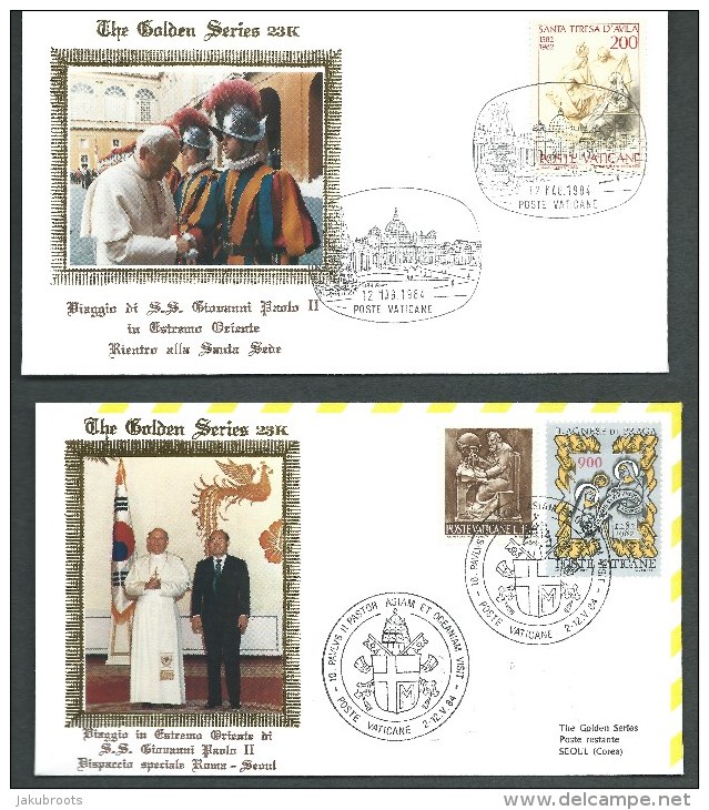 1984. TWO COVERS THE GOLDEN SERIES  VATICAN POST OF POPE JOHN PAUL II - Covers & Documents