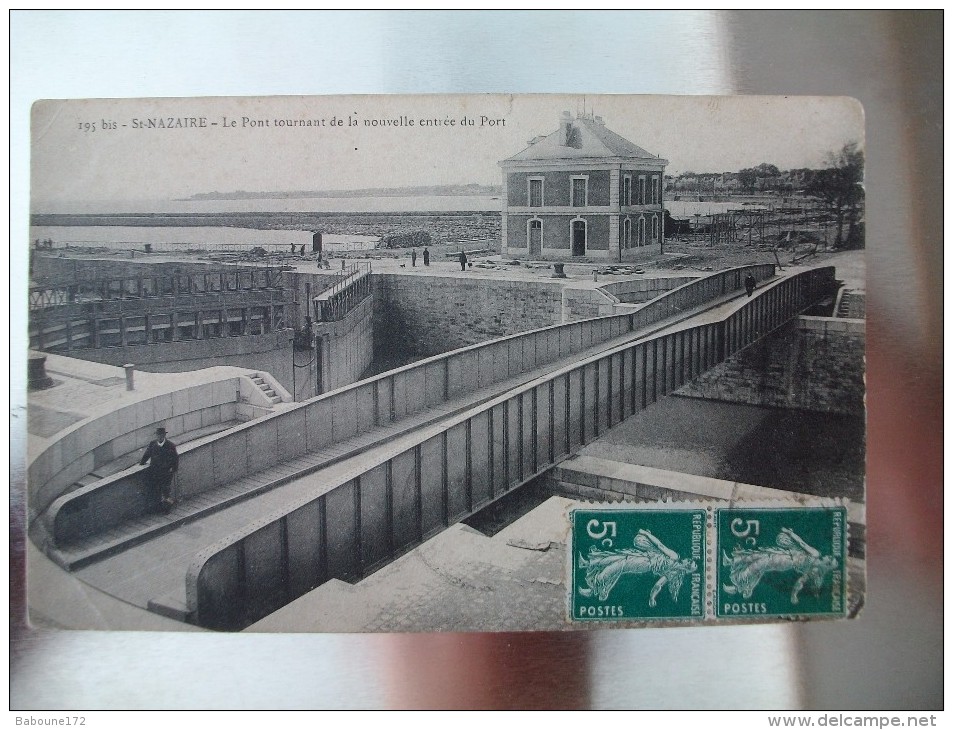 Carte Postale Saint -Nazaire Le Pont Tournant De La Nouvelle Entrée Du Port Oblitrée 1912 - Autres & Non Classés