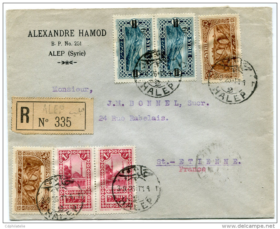 SYRIE LETTRE RECOMMANDEE DEPART ALEP 3-9-26 POUR LA FRANCE - Covers & Documents