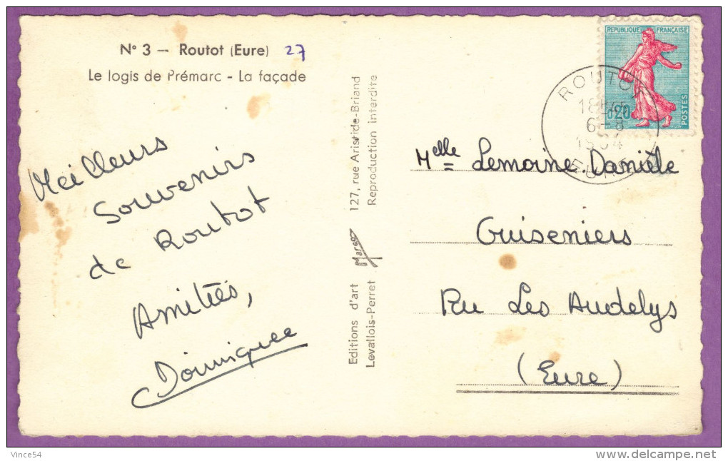ROUTOT - Le Logis De Prémarc La Façade Carte Circulé 1964 - Routot