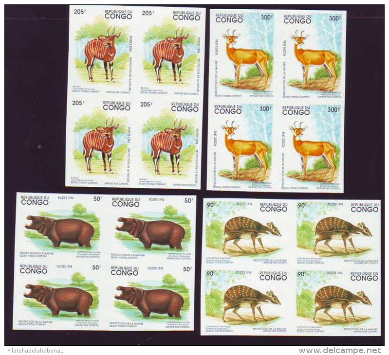 F-EX1370 CONGO IMPERFORATED BLOCK4 MNH FAUNA - Other & Unclassified