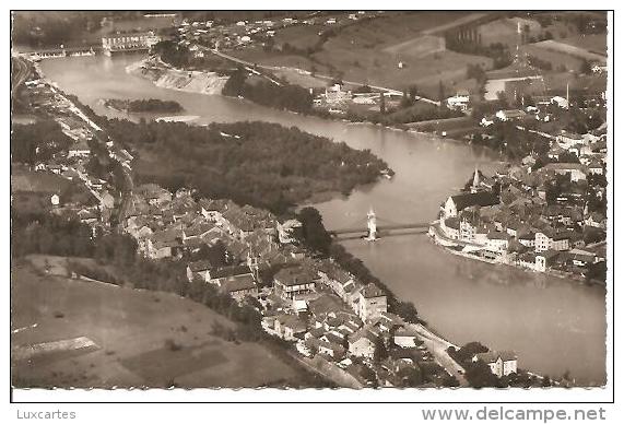 11.537. SEYSSEL. VUE GENERALE AERIENNE . DANS LE FOND LE BARRAGE. - Seyssel