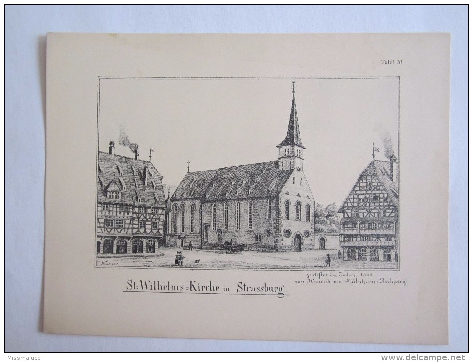 Planche Alsace J Nacher St Wilhelms Kirche In Strassburg Strasbourg - Architecture