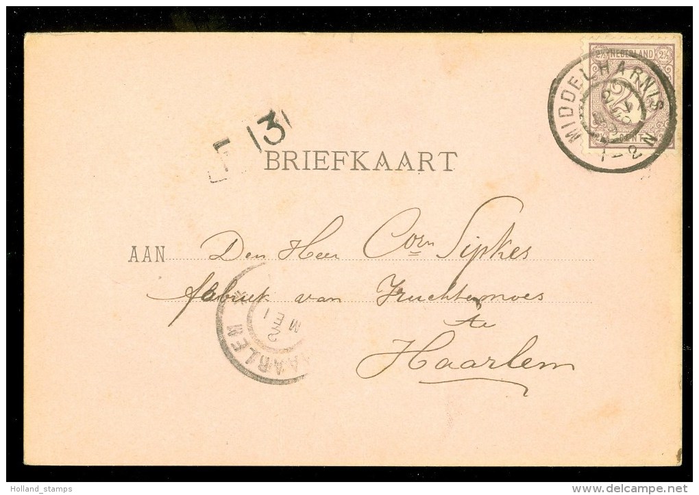 HANDGESCHREVEN BRIEFKAART Uit 1899 NVPH 33 Van MIDDELHARNIS Naar HAARLEM ( 9832f) - Brieven En Documenten