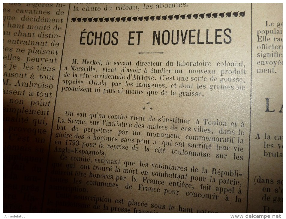 1894 Petites Annales de Provence ( CABASSE , Le château de Tarascon , Le vieillissement des vins par la lumière etc